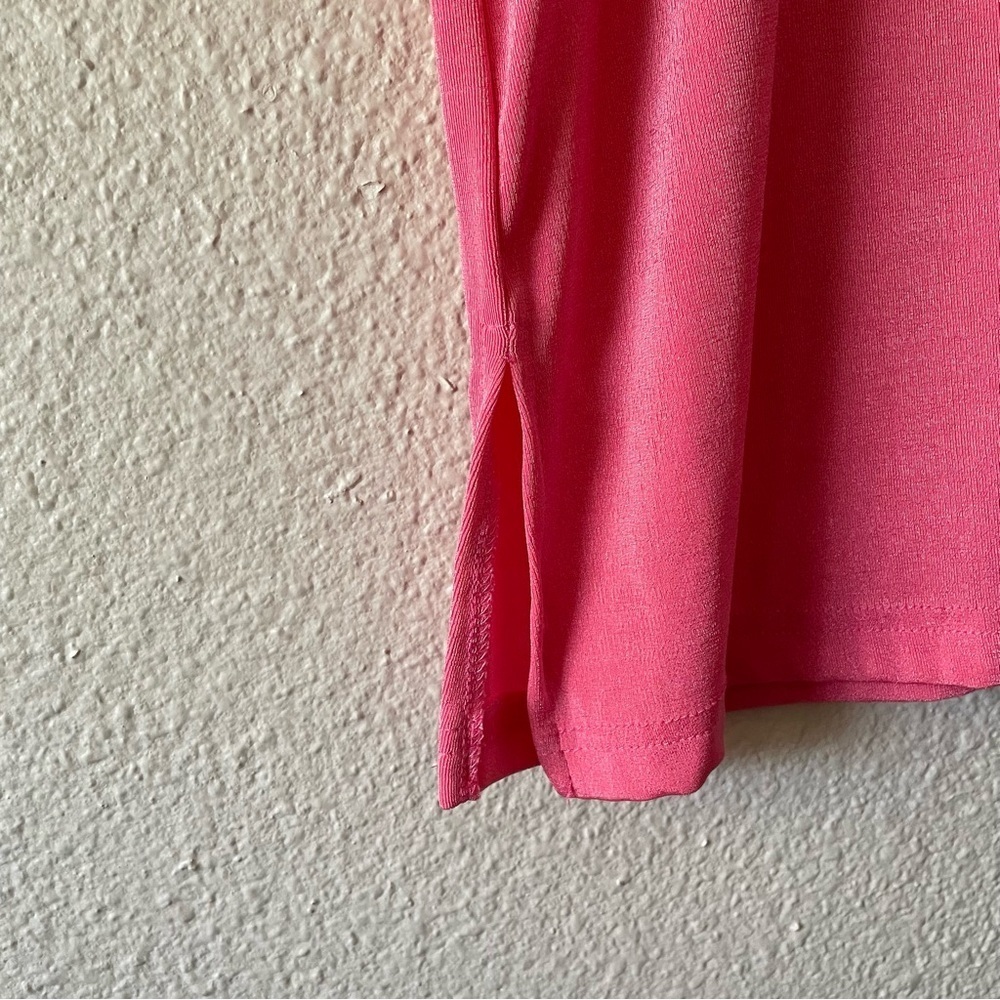 Carolyn Strauss Collection Liquid Knit Tunic Top Womens 1X Pink Slinky Side Slit - Picture 7 of 10